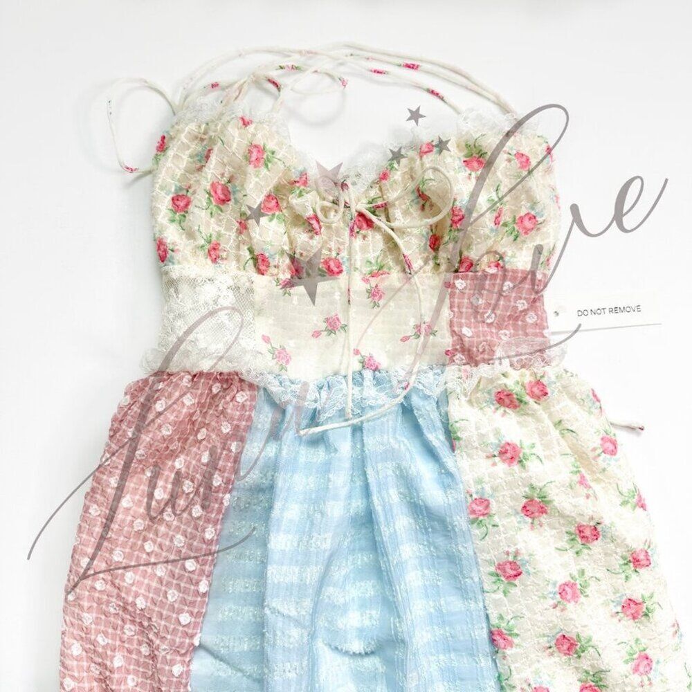 FOR LOVE & LEMONS Elula Maxi Patchwork Floral Dress (size XS) NWT - Picture 4 of 13